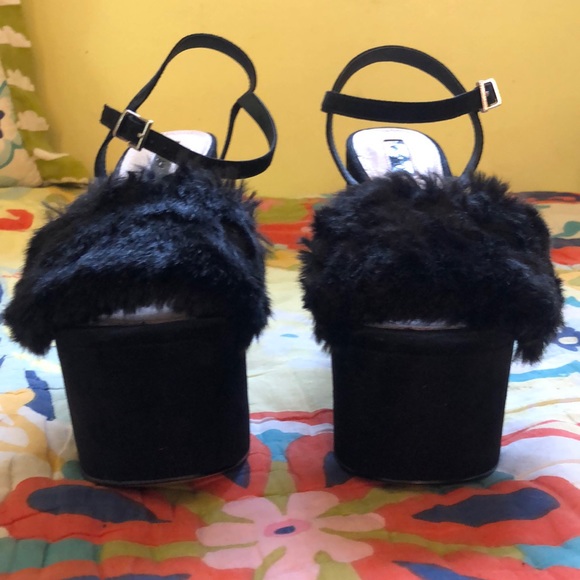 Top Shop fluffy platform sandals size 37 - Picture 2 of 3